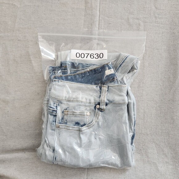 Luxe Moda Jeans Women 6 Blue Denim Acid Wash Straight Mid Rise Split Ankle 25x28 - Picture 15 of 15